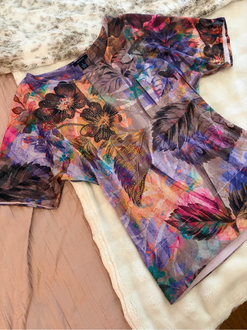 Westbound Sheer Floral Rhinestone Mesh Top ✨ - Picture 7 of 10